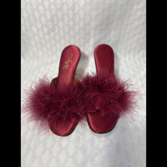 Vintage 50s 60s Pink maribou feather heels boudoir pinup Valentines Day Sz 6‎ - Picture 1 of 9